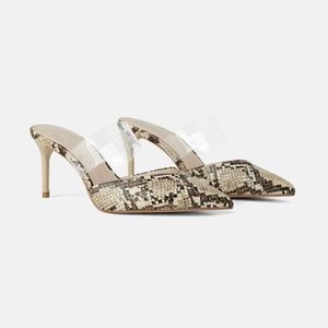 Snakeskin Heeled Mules